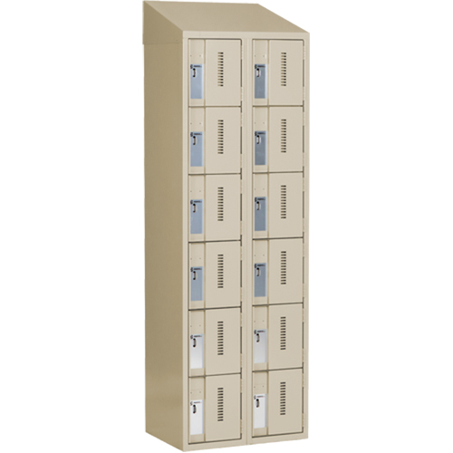 Concorde Heavy-Duty Lockers, 6 -tier, Bank of 2, 24" x 18" x 78", Steel, Beige, Welded (Assembled) Canadian Safety Group Inc.