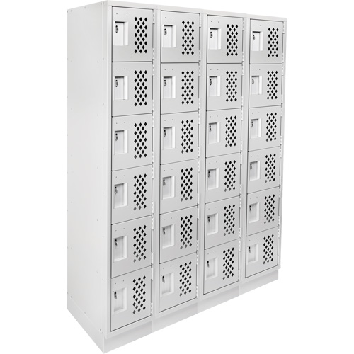 Assembled Clean Line Perforated Economy Lockers, 6 -tier, Bank of 4, 18" x 72" x 12", Steel Canadian Safety Group Inc.
