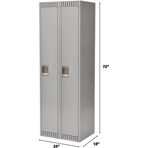 Lockers, Bank of 2, 24" x 18" x 72", Steel, Grey, Knocked Down Canadian Safety Group Inc.