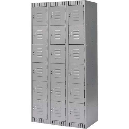 Casiers, 6 niveaux, Bloc de 3, 36" x 18" x 72", Acier, Gris, D&eacute;mont&eacute; Canadian Safety Group Inc.
