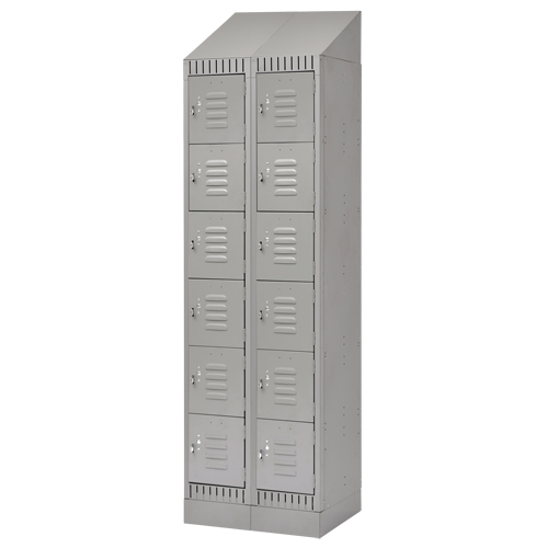Lockers, 6 -tier, Bank of 2, 24" x 18" x 86", Steel, Grey, Knocked Down Canadian Safety Group Inc.