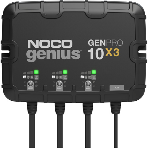 Chargeur de batterie embarqu&eacute; &agrave; 3 sorties de 30 amp&egrave;res GenPro10X3 Genius Canadian Safety Group Inc.