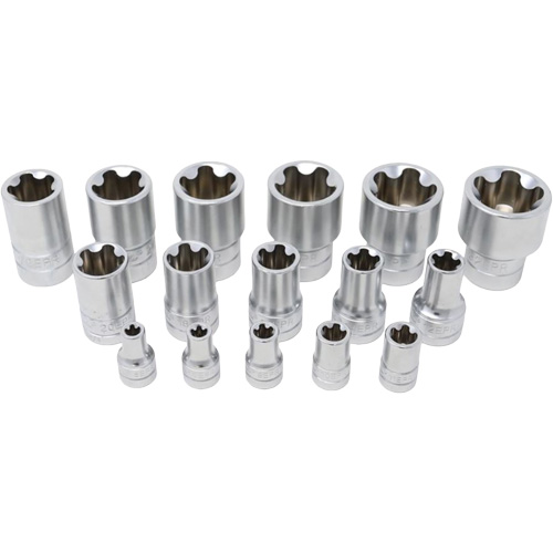 Jeu de douilles TORX EPR &agrave; 5 pans, 16 Morceaux, Prise de 1/2"/1/4"/3/8" Canadian Safety Group Inc.