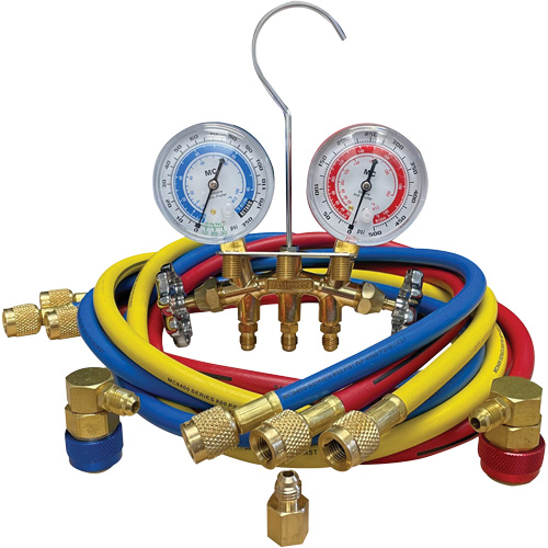 Automotive Manifold Gauge Set with Economy Couplers & Tank Adapter Canadian Safety Group Inc.
