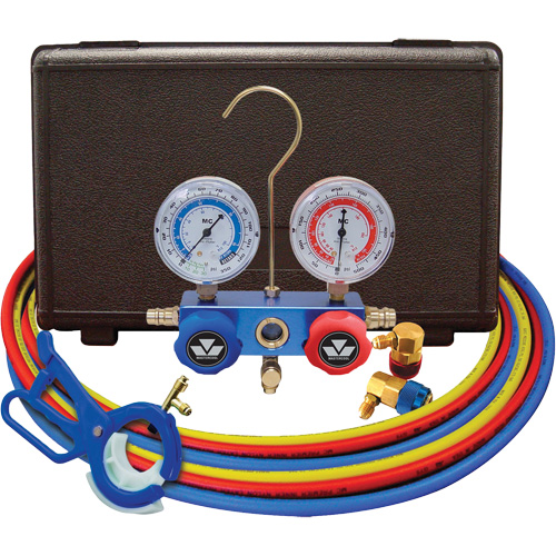 Dual Manifold Gauge Set with 3-in-1 Side Mount Can Tap Valve Canadian Safety Group Inc.