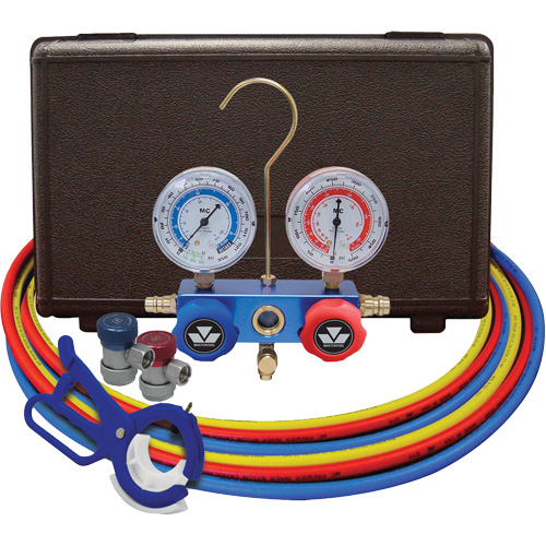 Dual Manifold Gauge Set with Manual Couplers & 3-in-1 Side Mount Can Tap Valve Canadian Safety Group Inc.