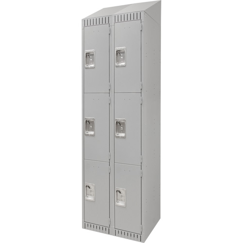 Casiers, 3 niveaux, Bloc de 2, 24" x 18" x 82", Acier, Gris, D&eacute;mont&eacute; Canadian Safety Group Inc.