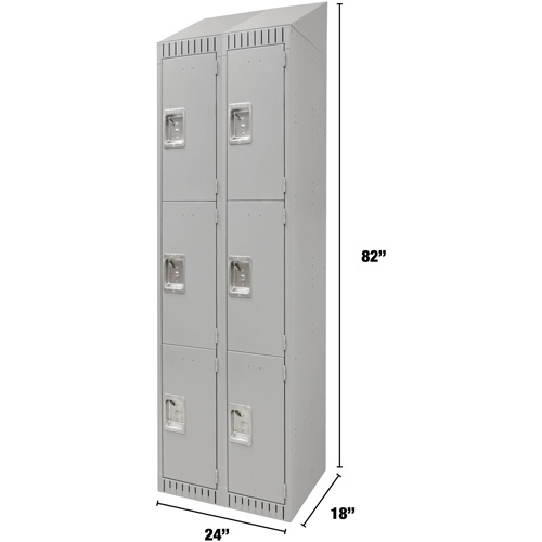 Casiers, 3 niveaux, Bloc de 2, 24" x 18" x 82", Acier, Gris, D&eacute;mont&eacute; Canadian Safety Group Inc.