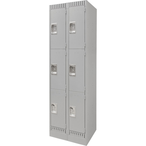 Lockers, 3 -tier, Bank of 2, 24" x 18" x 76", Steel, Grey, Knocked Down Canadian Safety Group Inc.