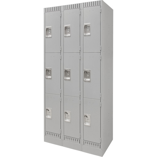 Casiers, 3 niveaux, Bloc de 3, 36" x 18" x 76", Acier, Gris, D&eacute;mont&eacute; Canadian Safety Group Inc.