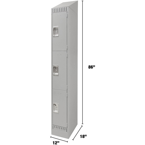 Casiers, 3 niveaux, 12" x 18" x 86", Acier, Gris, D&eacute;mont&eacute; Canadian Safety Group Inc.