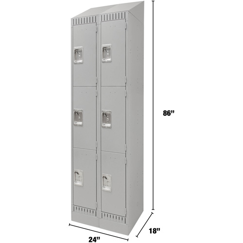 Casiers, 3 niveaux, Bloc de 2, 24" x 18" x 86", Acier, Gris, D&eacute;mont&eacute; Canadian Safety Group Inc.