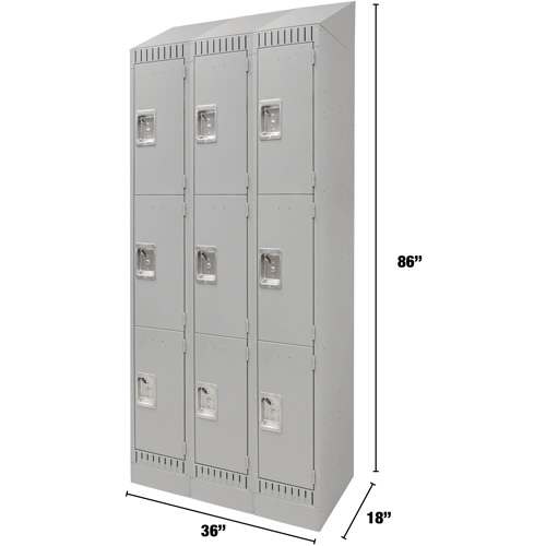Casiers, 3 niveaux, Bloc de 3, 36" x 18" x 86", Acier, Gris, D&eacute;mont&eacute; Canadian Safety Group Inc.