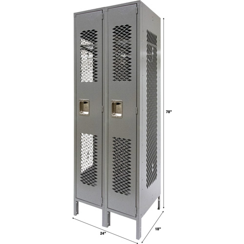 Casiers ventil&eacute;s, Bloc de 2, 24" x 18" x 78", Acier, Gris, D&eacute;mont&eacute;, Perfor&eacute; Canadian Safety Group Inc.