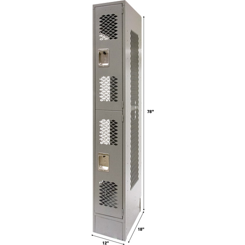 Casiers ventil&eacute;s, 2 niveaux, 12" x 18" x 78", Acier, Gris, D&eacute;mont&eacute;, Perfor&eacute; Canadian Safety Group Inc.