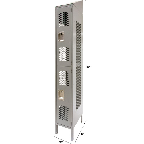Casiers ventil&eacute;s, 2 niveaux, 12" x 18" x 88", Acier, Gris, D&eacute;mont&eacute;, Perfor&eacute; Canadian Safety Group Inc.
