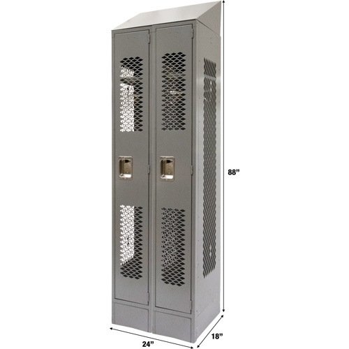 Casiers ventil&eacute;s, Bloc de 2, 24" x 18" x 88", Acier, Gris, D&eacute;mont&eacute;, Perfor&eacute; Canadian Safety Group Inc.