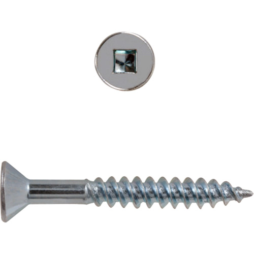 Flat Head Square Drive Wood Screws, #8 x 2-1/2" L, Zinc Plated Canadian Safety Group Inc.