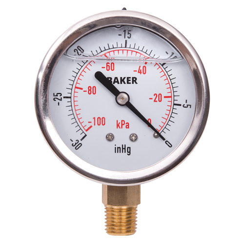 Manom&egrave;tres,  2-1/2", 30" Hg-0" Vac, Fixation inf&eacute;rieure, Analogique rempli de liquide Canadian Safety Group Inc.
