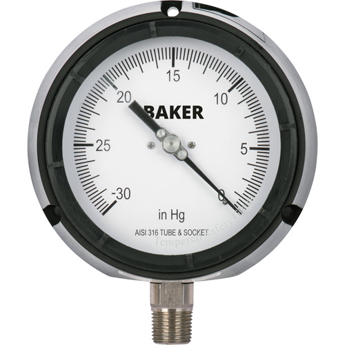 Pressure Gauge, 4-1/2" , 30" 0 Hg Vac., Bottom Mount, Liquid Filled Analogue Canadian Safety Group Inc.