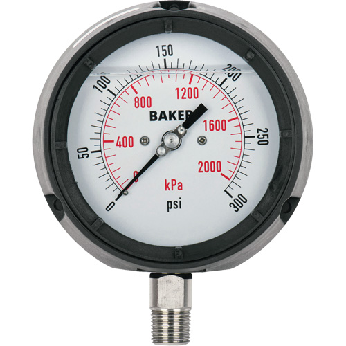 Pressure Gauge, 4-1/2" , 30"-0-15 psi, Bottom Mount, Liquid Filled Analogue Canadian Safety Group Inc.