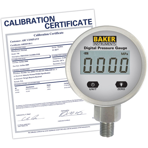 B5000 Series Pressure Gauge with ISO Certificate, 2-1/2" , 0 - 100 psi/0-690 kPa, Bottom Mount, Digital Canadian Safety Group Inc.
