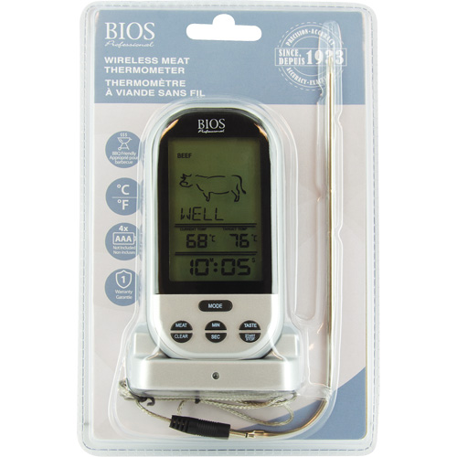 Thermom&egrave;tre &agrave; viande et &agrave; volaille sans fil, Contact, Num&eacute;rique, 32-482°F (0-250°C) Canadian Safety Group Inc.