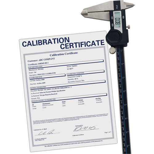 Digital Caliper with Traceable Certificate, 0.0005" (0.01 mm) Resolution, 0" - 12" (0 mm - 300 mm) Range Canadian Safety Group Inc.