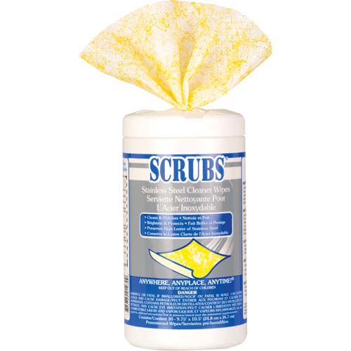 Stainless Steel Cleaner Wipes, 30 Wipes, 10-1/2" x 9-3/4" Canadian Safety Group Inc.