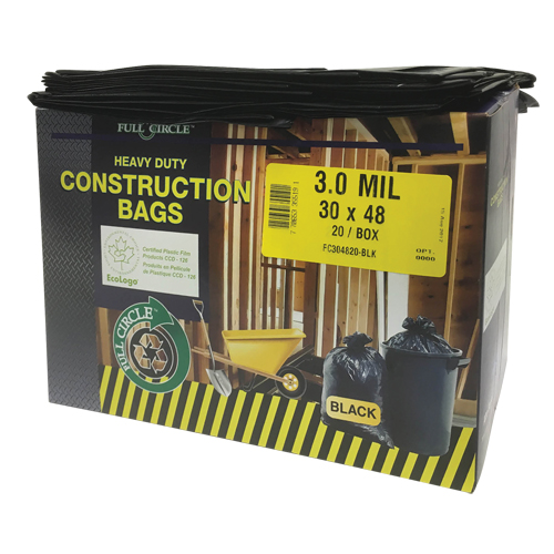 Sacs pour d&eacute;chets pour entrepreneurs, Fort, 30" la x 48" lo, 3 mils, Noir, Capacit&eacute; 113,56 L (30 gal.) Canadian Safety Group Inc.