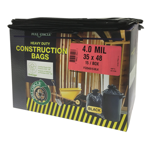 Sacs pour d&eacute;chets pour entrepreneurs, Fort, 35" la x 48" lo, 4 mils, Noir, Capacit&eacute; 166,55 L (44 gal.) Canadian Safety Group Inc.