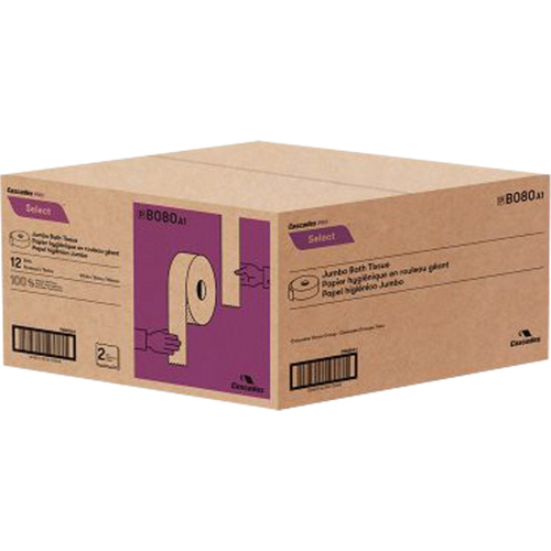 Pro Select Toilet Paper, Jumbo Roll, 2 Ply, 500' Length, White Canadian Safety Group Inc.