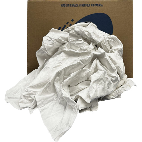 Recycled Wiping Rags, Cotton, White, 20 lbs. Canadian Safety Group Inc.