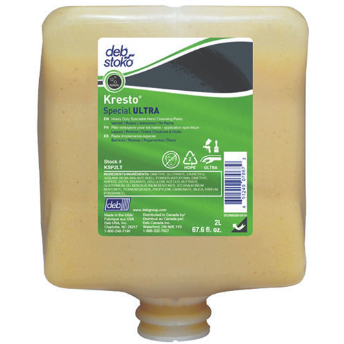 Recharge de nettoyant pour les mains Kresto Special Ultra, P&acirc;te, 2 L, Cartouche en plastique, Fraîcheur Canadian Safety Group Inc.
