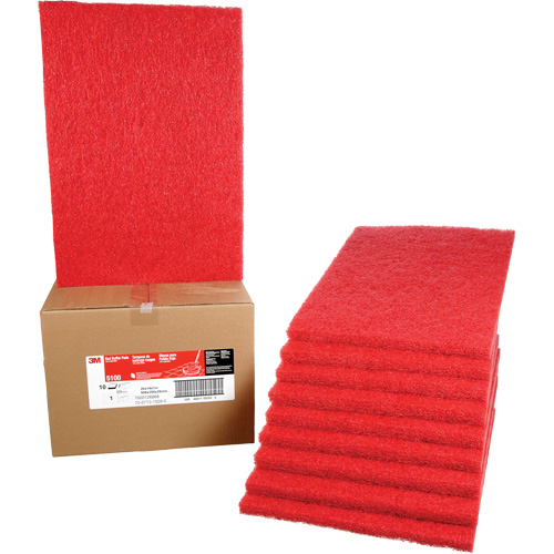 Tampon de nettoyage pour tapis, 14" x 20", Lustrage/Nettoyage, Rouge Canadian Safety Group Inc.