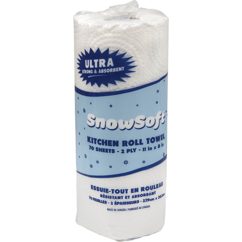 Snow Soft Premium Kitchen Towels, 2 Ply, 70 Sheets/Roll, 8" W, 11" L Canadian Safety Group Inc.