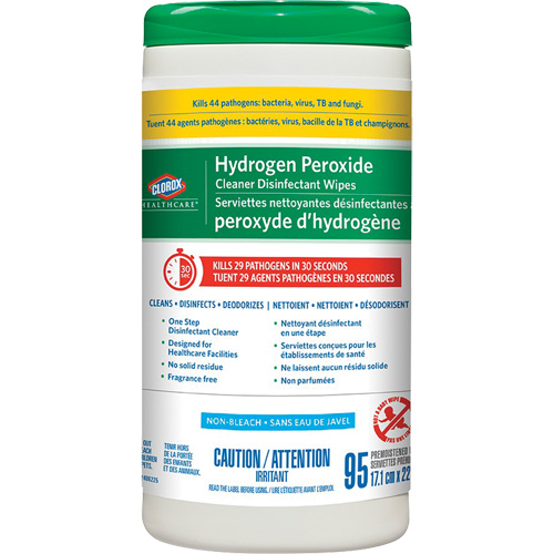 Lingettes d&eacute;sinfectantes et nettoyantes &agrave; base de peroxyde d'hydrog&egrave;ne Healthcare, 95 lingettes Canadian Safety Group Inc.
