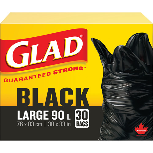 90L Garbage Bags, Regular, 30" W x 33" L, Black Canadian Safety Group Inc.