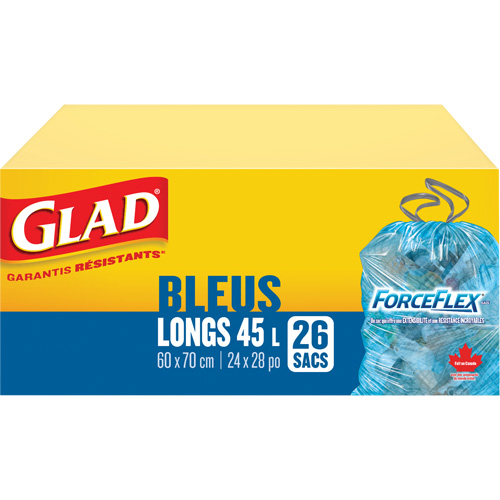 45L Recycling Bags, Regular, 24" W x 28" L, Blue Canadian Safety Group Inc.