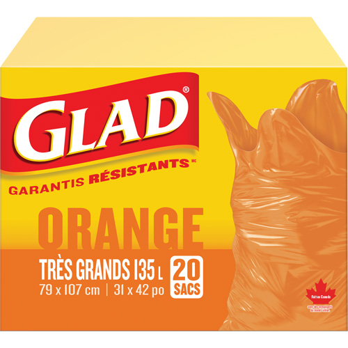 Sacs &agrave; ordures 135 L, R&eacute;gulier, 31" la x 42" lo, Orange Canadian Safety Group Inc.