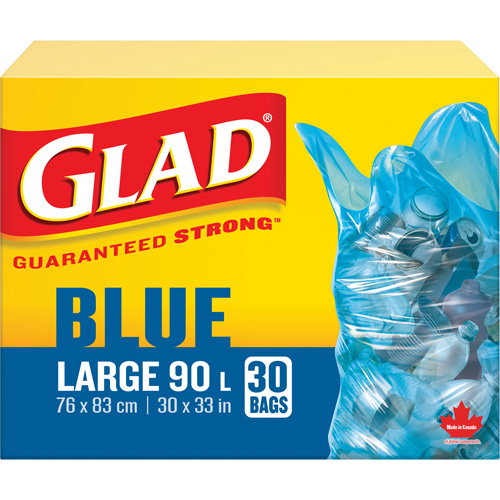 Sacs de recyclage 45 L, R&eacute;gulier, 30" la x 33" lo, Bleu Canadian Safety Group Inc.