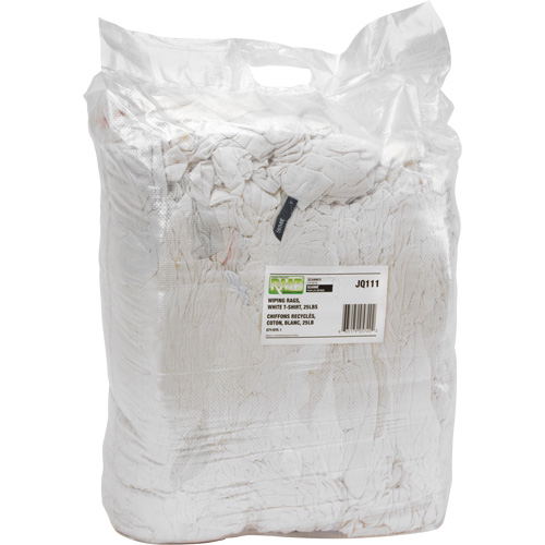 Chiffons fabriqu&eacute;s &agrave; partir de mat&eacute;riaux recycl&eacute;s, Coton, Blanc, 25 lb Canadian Safety Group Inc.