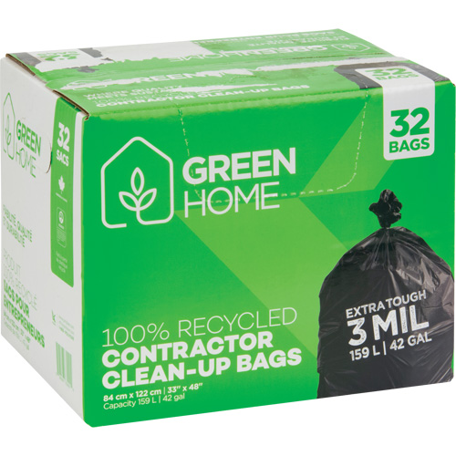 Green Home Garbage Bags, Strong, 33" W x 48" L, 3 mils, Black, 159 L (42 Gal.) Capacity Canadian Safety Group Inc.