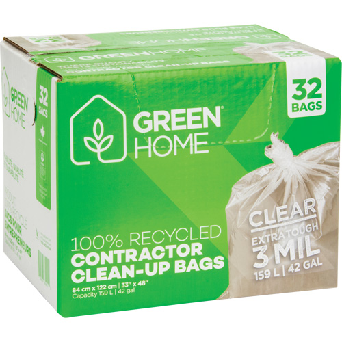 Green Home Garbage Bags, Strong, 33" W x 48" L, 3 mils, Clear, 159 L (42 Gal.) Capacity Canadian Safety Group Inc.