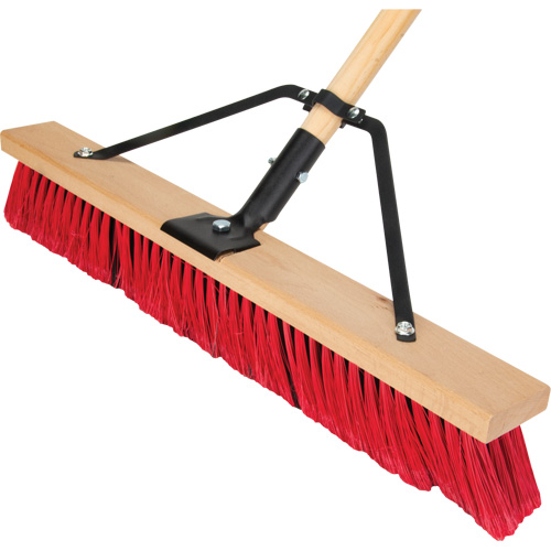 Push Broom with Braced Handle, 24", Medium, PVC Bristles Canadian Safety Group Inc.