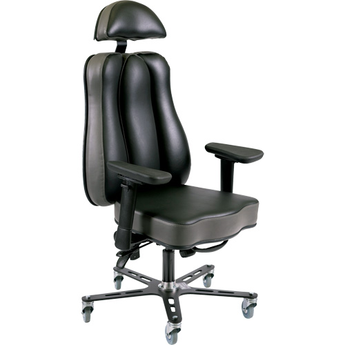 Chaise ergonomique 24 h Synergo II, Vinyle, Noir/gris, Capacit&eacute; 350 lb Canadian Safety Group Inc.