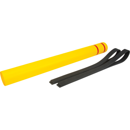 Capuchon en poly&eacute;thyl&egrave;ne pour borne de protection, 4-1/2" dia. x 52" l, Rouge/Jaune Canadian Safety Group Inc.