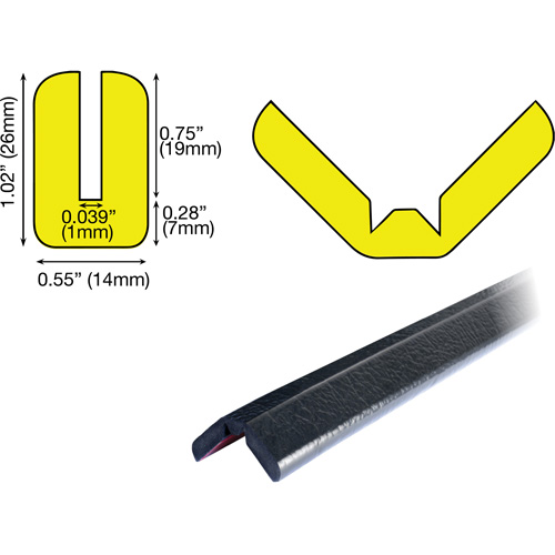 Butoir de protection de rebords mod&egrave;le W 1M, Longueur 3,25' (0,99 m) Canadian Safety Group Inc.