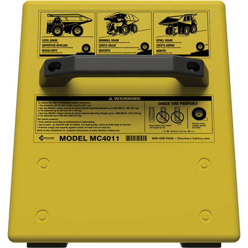 Checkers Safety Heavy-Duty Ultra Class Mining Wheel Chock without Bracket, HDPE, Yellow, 14-1/2" W x 17-1/2" D x 16" H Canadian Safety Group Inc.