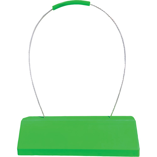 Cale de roue pour avion Checkers Safety SafeRay avec poign&eacute;e &agrave; c&acirc;ble ergonomique, Ur&eacute;thane, Vert fluorescent, 24" la x 8" p x 6" h Canadian Safety Group Inc.